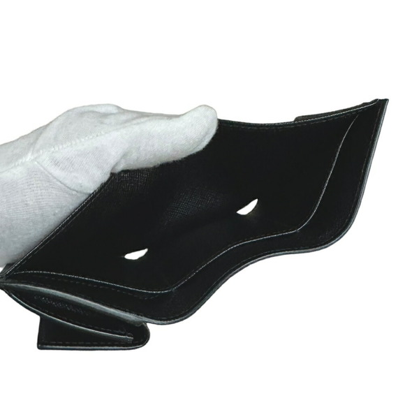 Prada Saffiano Lipstick Pattern Leather Trifold Wallet Black - Picture 6 of 6